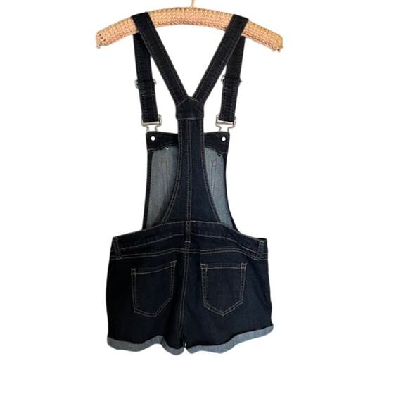 Blue Spice Juniors Dark Wash 2 1/2 in Denim Shortalls, size 9 - Picture 4 of 7